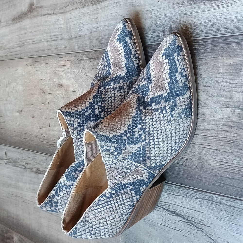Lucky Brand Leather Animal Print Heeled Boots